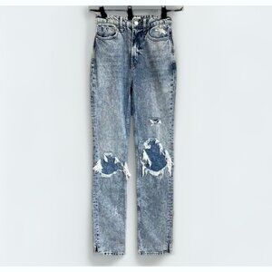 We the Free My Own Lane Jeans 24 Acid Washed Y2K Distressed High Rise 25x32.5